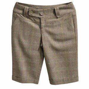 DKNY Women's Plaid Bermuda Shorts - Brown and Green